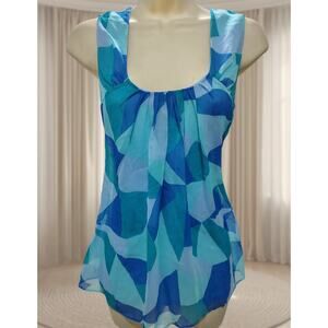 New York & Company Women's Blue blouse Sz L / Large - pleated collar